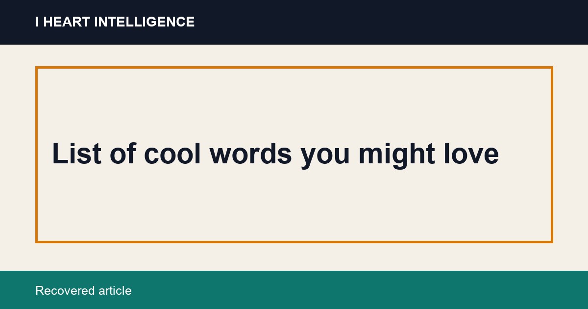 List of cool words you might love