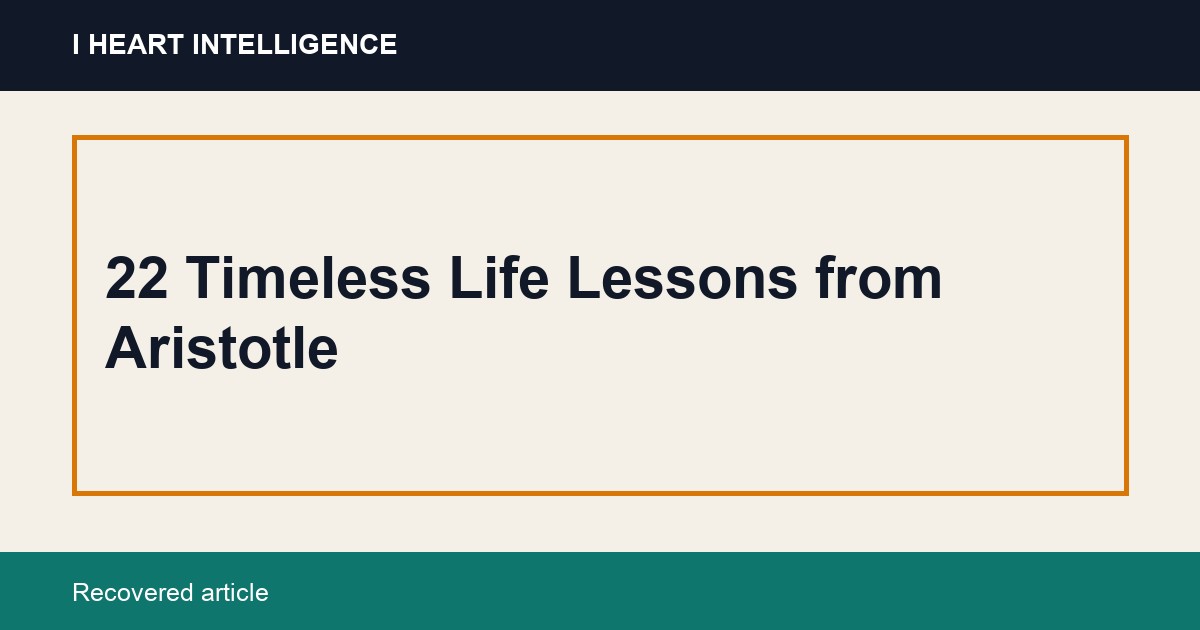 22 Timeless Life Lessons from Aristotle