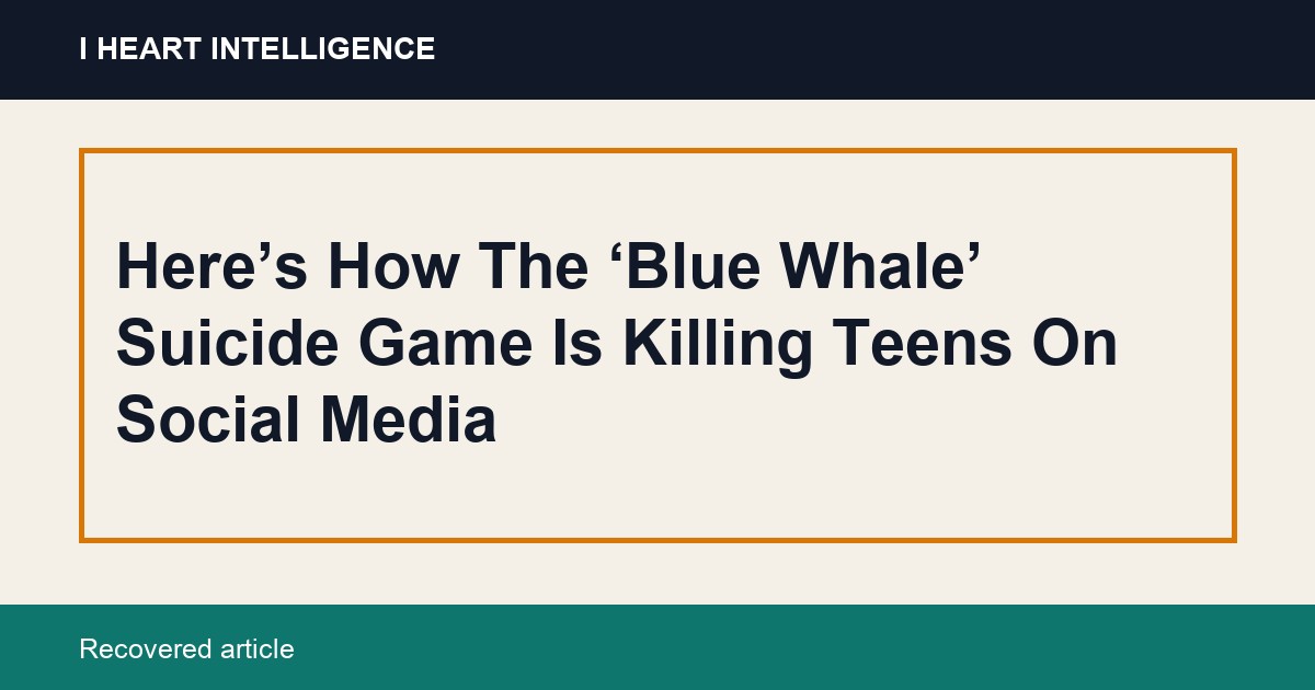 Here’s How The ‘Blue Whale’ Suicide Game Is Killing Teens On Social Media