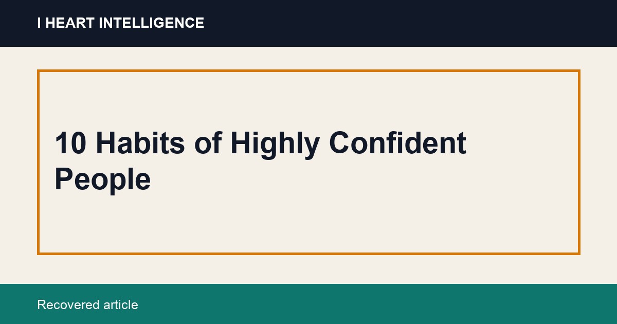 10 Habits of Highly Confident People