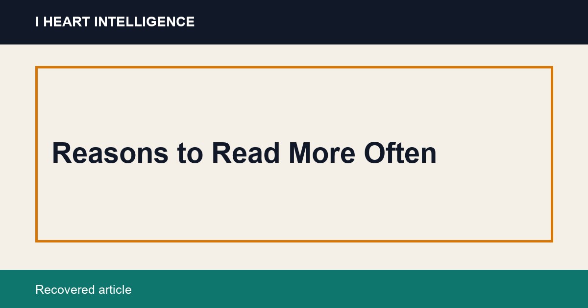 Reasons to Read More Often