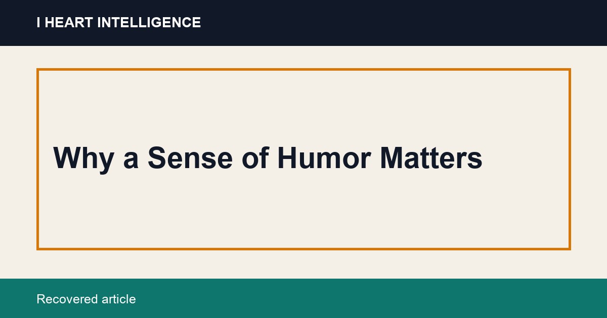 Why a Sense of Humor Matters